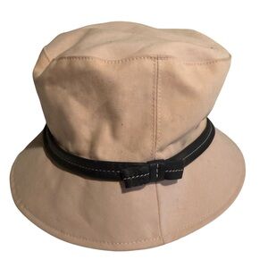 Coach Bucket Hat Pink Size Medium /Large Leatherwars Sun Beach Spring Black Trim